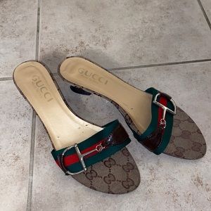 Vintage Kitten heel Gucci mule sandals
